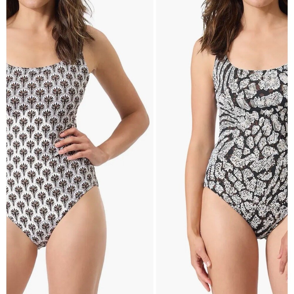Tommy Bahama Playa Brava Reversible One Piece Swimsuit Blk & White Size 6 - NWT